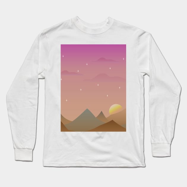 Beautiful sky mountain stars landscape soft pastel Long Sleeve T-Shirt by pocketdesigns